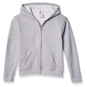 Hanes grey zipper jacket hoodie gray hooded longsleeve zipper sweater kid medium